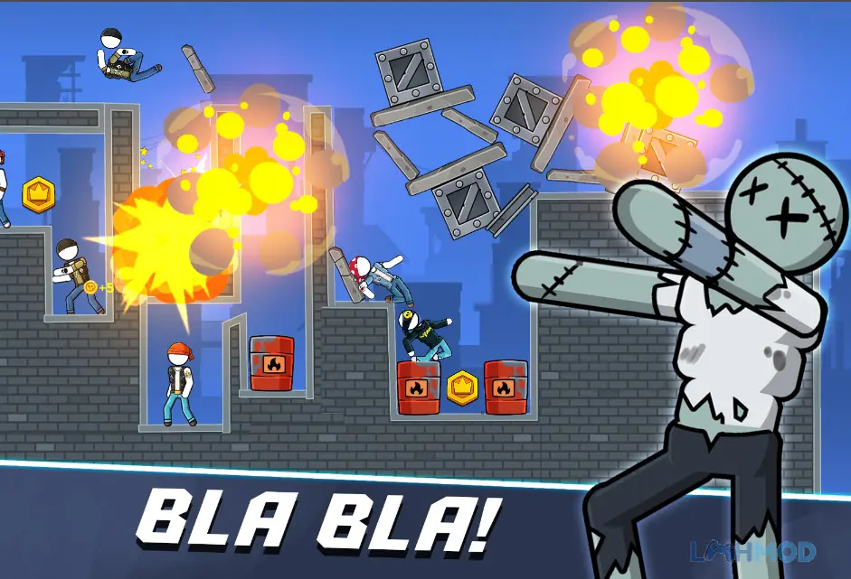 Ảnh 2 của Tải The Gunner Mod Apk 1.3.7.3.3 (Không Quảng Cáo) cho Android iOs Nhân vật người que tùy chỉnh với nhiều vũ khí