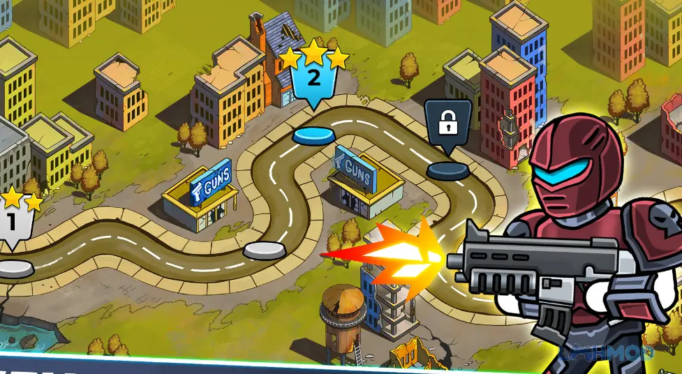 Ảnh 3 của Tải The Gunner Mod Apk 1.3.7.3.3 (Không Quảng Cáo) cho Android iOs Hệ thống ngắm bắn độc đáo trong The Gunner Mod