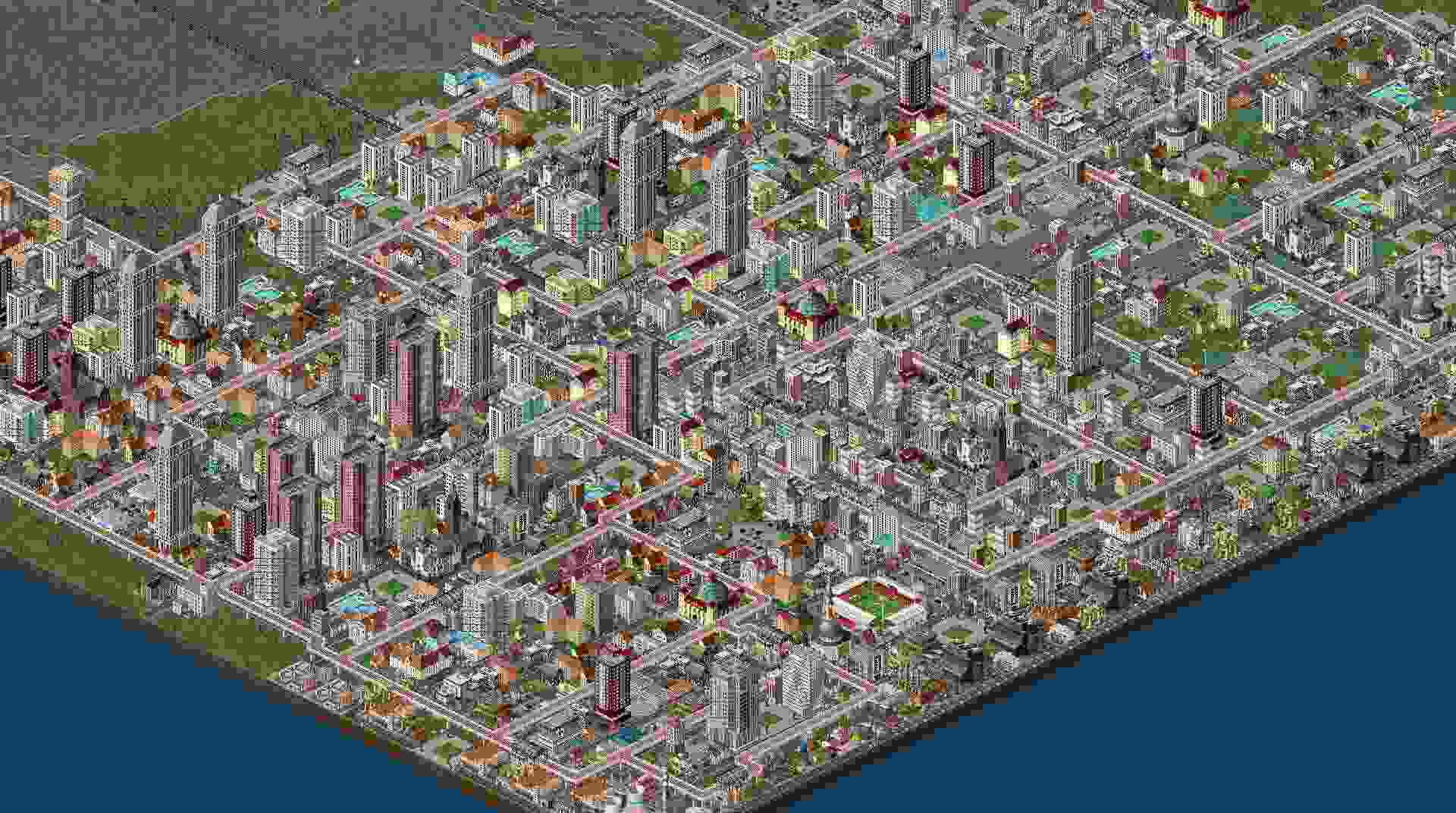 Ảnh 2 của Tải game TheoTown Mod APK 1.11.95a (Vô Hạn Kim Cương) Bản đồ thành phố TheoTown đang trong quá trình phát triển với các khu dân cư và công nghiệp
