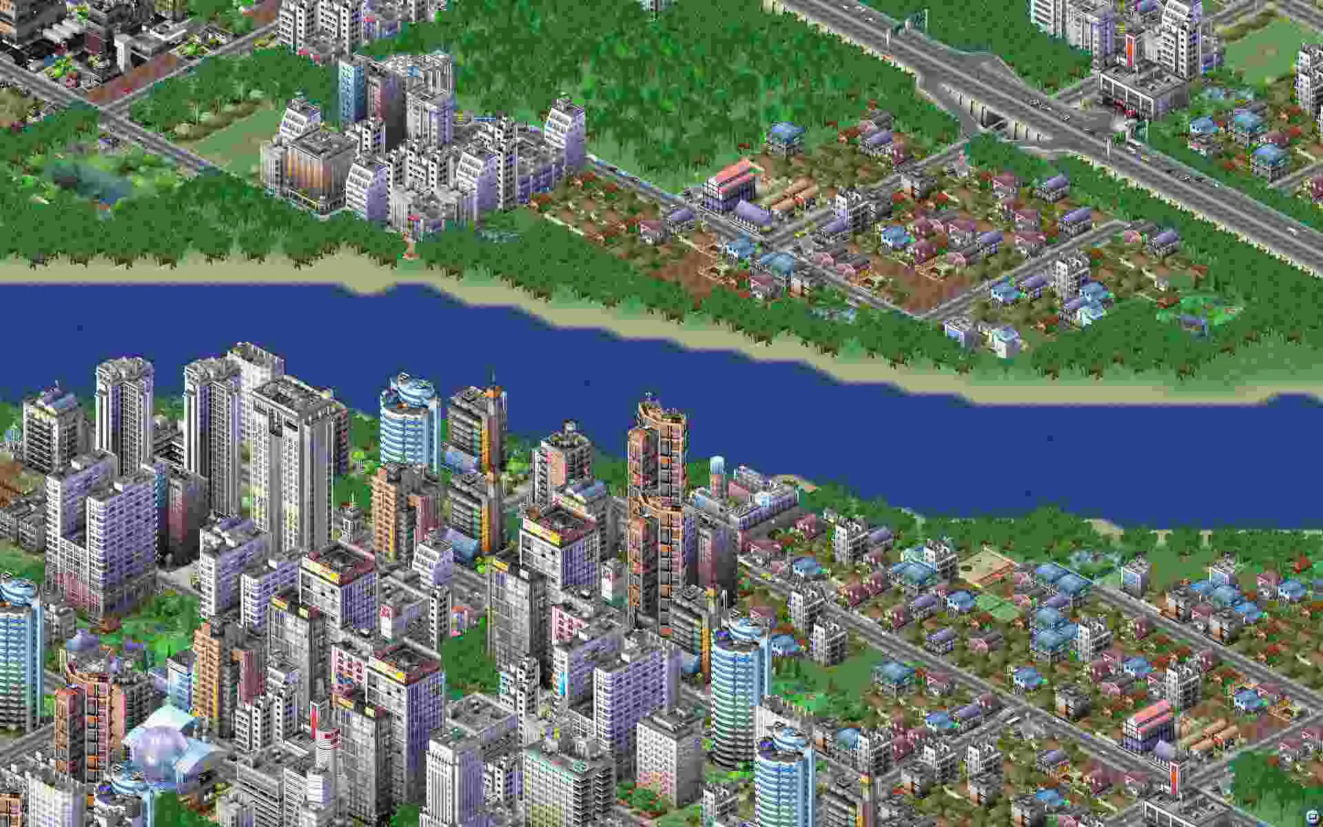 Ảnh 5 của Tải game TheoTown Mod APK 1.11.95a (Vô Hạn Kim Cương) Khung cảnh thành phố TheoTown vào buổi tối, lung linh ánh đèn