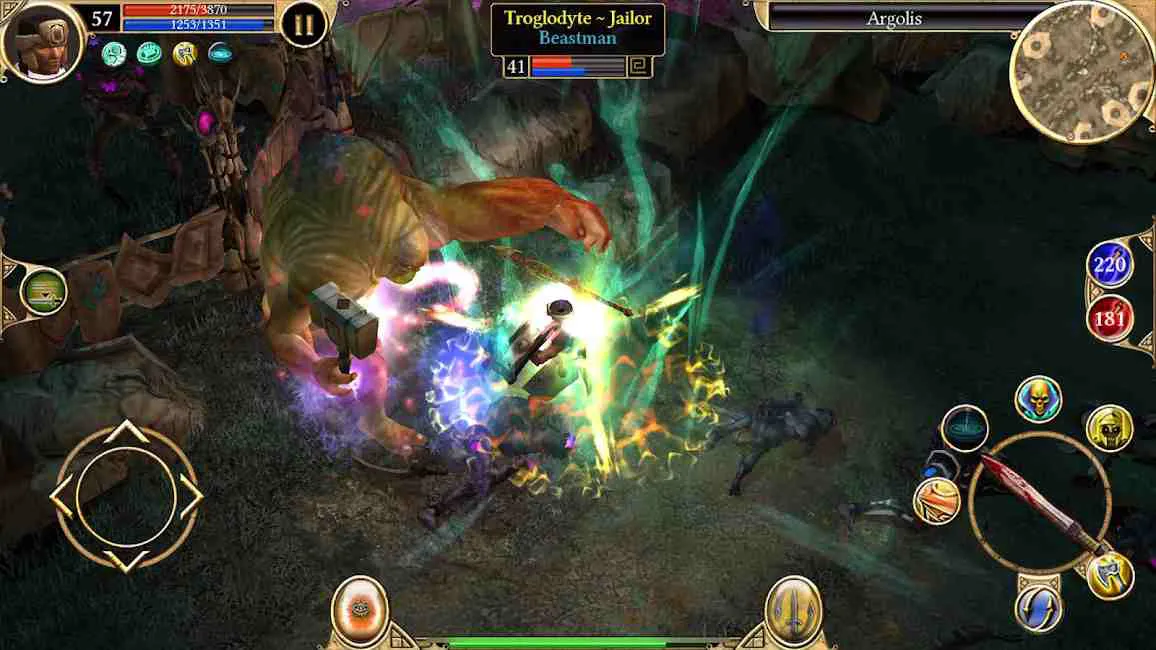 Ảnh 4 của Titan Quest Legendary Edition Mod APK v3.0.5339 (Mở Khóa, Vô Hạn Tiền) Giao diện chiến đấu trong Titan Quest Legendary Edition Mod