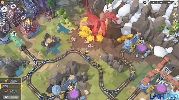 Ảnh 3 của Tải Train Valley 2 Apk 0.15 cho Android, IOS Một đoàn tàu đang chạy trên đường ray trong game Train Valley 2
