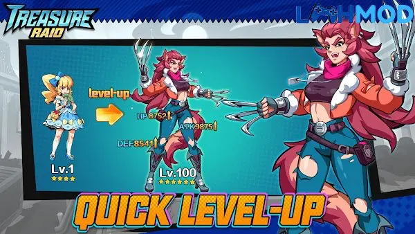 Ảnh 3 của Tải game Treasure Raid Fantasy APK 1.3.3 cho Android iOS Cảnh chiến đấu kịch tính của các thợ săn chống lại quái vật trong Treasure Raid Fantasy