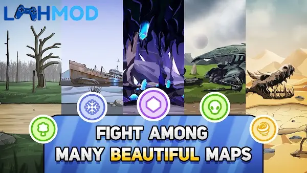 Ảnh 3 của WBF:World Battle of the Future MOD APK 1.1 (Mua miễn phí) Alt text mô tả giao diện người dùng và các biểu tượng trong WBF: World Battle of the Future, có thể là màn hình chính hoặc menu game