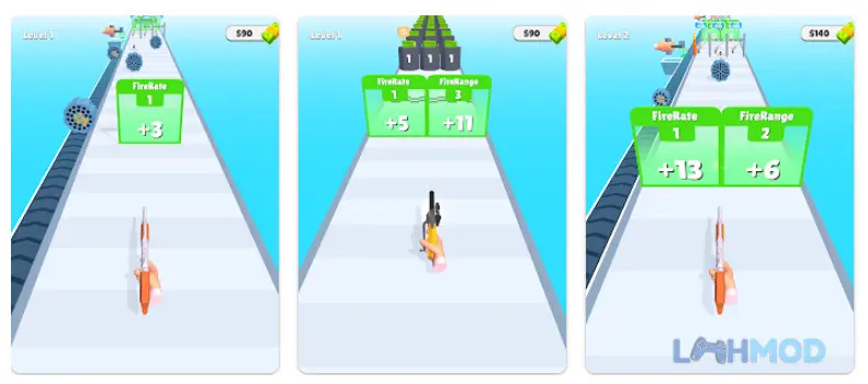 Ảnh 2 của Tải Weapon Craft Run Mod Apk 0.7.4 (Vô Hạn Tiền) cho Android iOs Hình ảnh một khẩu súng được chế tạo từ nhiều bộ phận khác nhau trong game