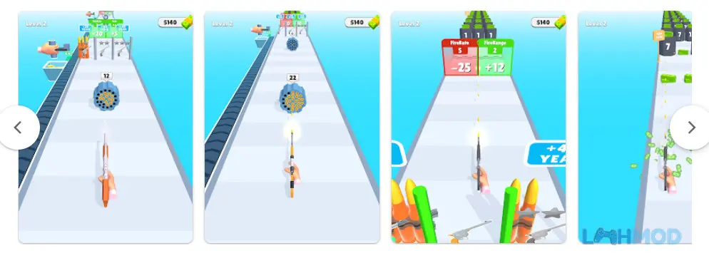 Ảnh 3 của Tải Weapon Craft Run Mod Apk 0.7.4 (Vô Hạn Tiền) cho Android iOs Màn hình giao diện chế tạo vũ khí với các bộ phận để lựa chọn