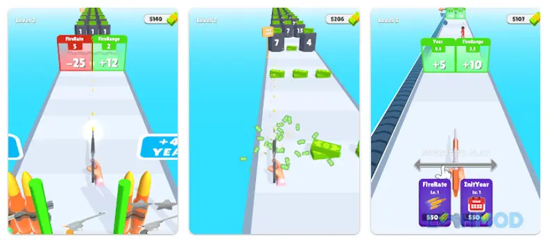 Ảnh 4 của Tải Weapon Craft Run Mod Apk 0.7.4 (Vô Hạn Tiền) cho Android iOs Một chiến binh đang chạy qua các chướng ngại vật và thu thập bộ sạc