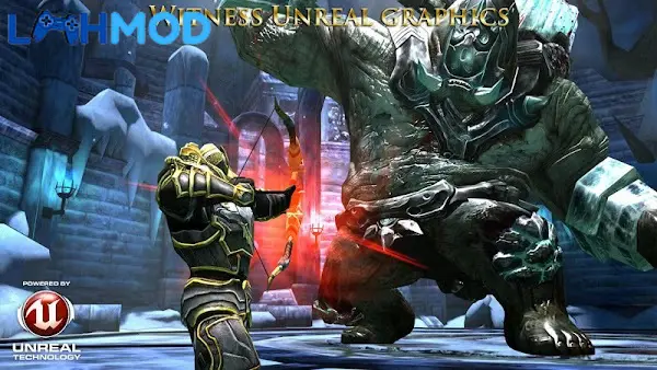 Ảnh 2 của Wild Blood MOD APK 1.1.5 (Vô hạn tiền) cho Android iOS Sir Lancelot với bộ giáp và thanh kiếm sáng rực trong một trận chiến