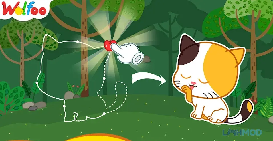 Ảnh 3 của Tải Wolfoo the adventurer Apk 1.1.3 cho Android iOs Cảnh Wolfoo đang giải một câu đố nối hình
