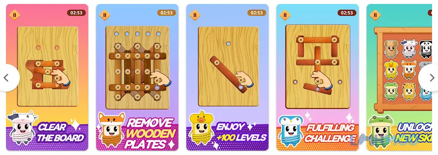Ảnh 3 của Tải Wood Nuts Bolts Puzzle Apk 1.8 cho Android iOs Các khối gỗ được tháo rời trong Wood Nuts Bolts Puzzle
