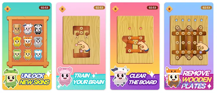 Ảnh 4 của Tải Wood Nuts Bolts Puzzle Apk 1.8 cho Android iOs Giao diện tùy chỉnh đai ốc và bu lông trong Wood Nuts Bolts Puzzle