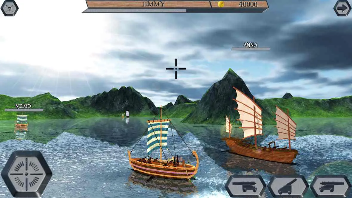 Ảnh 2 của Tải game World Of Pirate Ships Mod APK 4.4 (Vô Hạn Tiền) Góc nhìn cận cảnh một trận hải chiến dữ dội giữa các tàu cướp biển