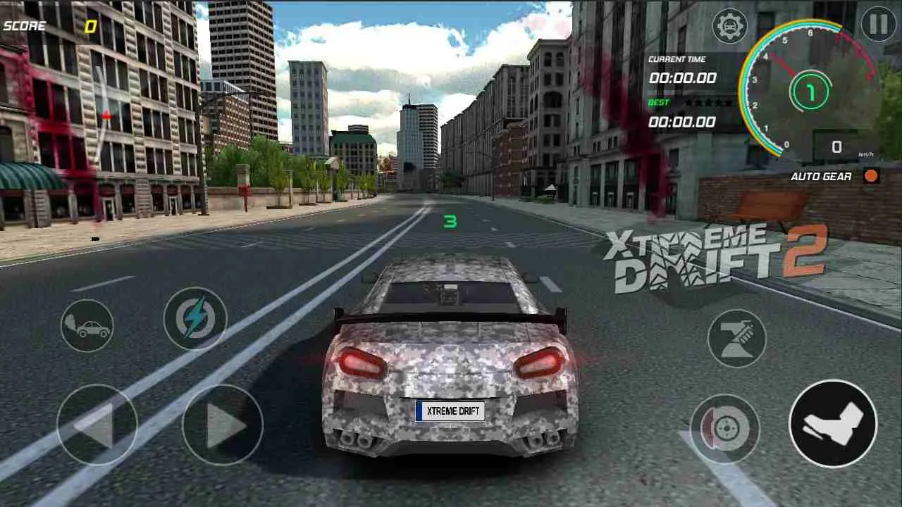 Ảnh 5 của Tải game Xtreme Drift 2 Mod APK 2.2 (Vô Hạn Tiền) Cảnh xe đua màu xanh lá đang tăng tốc trên đường