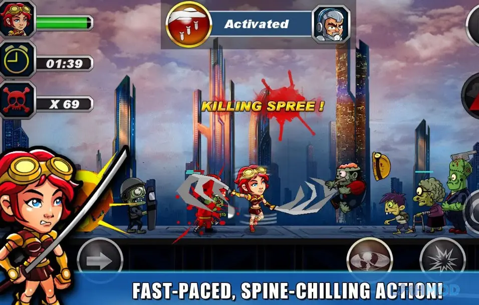 Ảnh 2 của Tải Zombie Busters Squad Apk 3.7 cho Android iOs Giao diện chiến đấu của game Zombie Busters Squad