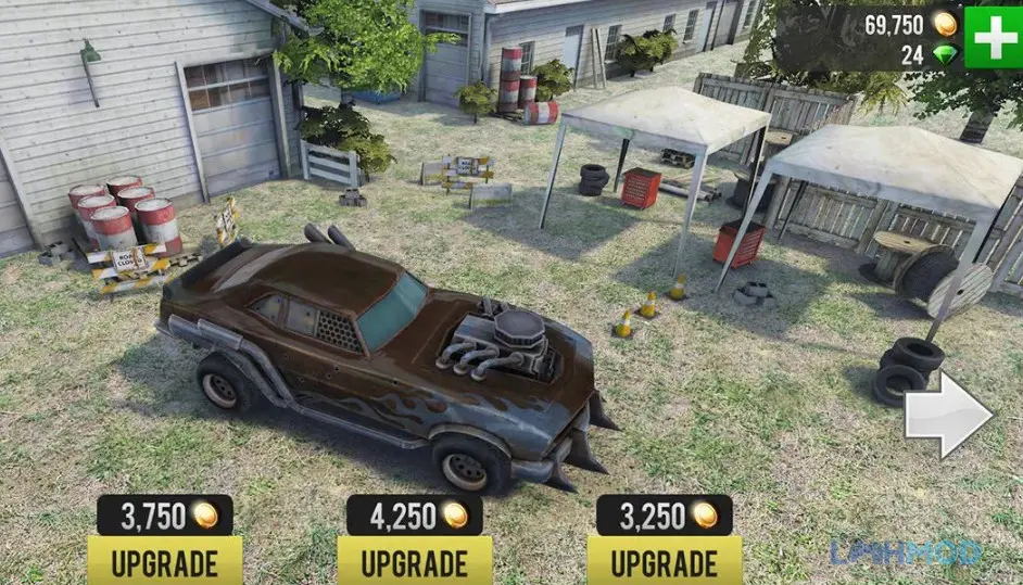 Ảnh 3 của Tải Zombie Drift Apk 1.0 cho Android iOs Giao diện chọn nhiều loại xe khác nhau trong Zombie Drift