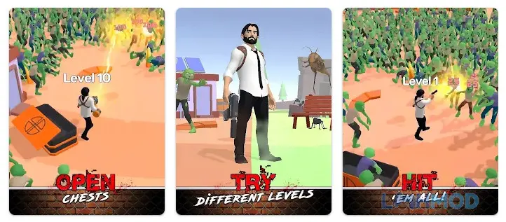Ảnh 4 của Tải Zombie Survivor Mod Apk 1.4.0 (MOD Menu, Bất Tử, Sát Thương) cho Android iOs Ba nhân vật anh hùng đối mặt với bầy zombie