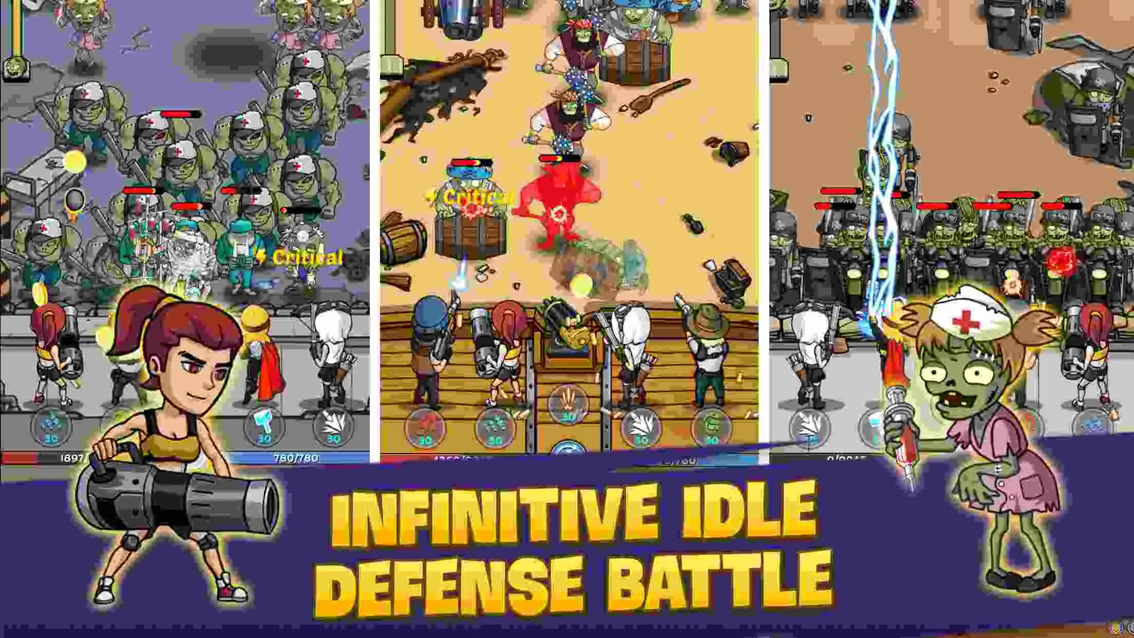Ảnh 2 của Tải game Zombie War Mod APK V306 (Menu, Vô hạn tiền) Cảnh người chơi đối đầu với nhiều zombie trong Zombie War Mod APK