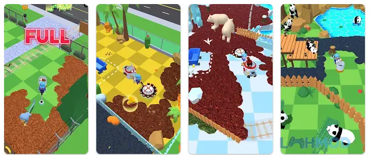 Ảnh 1 của Tải Zoo Clean-Power Washer Apk 1.0.4.0 cho Android iOs Người chơi đang dùng máy phun nước làm sạch chuồng động vật