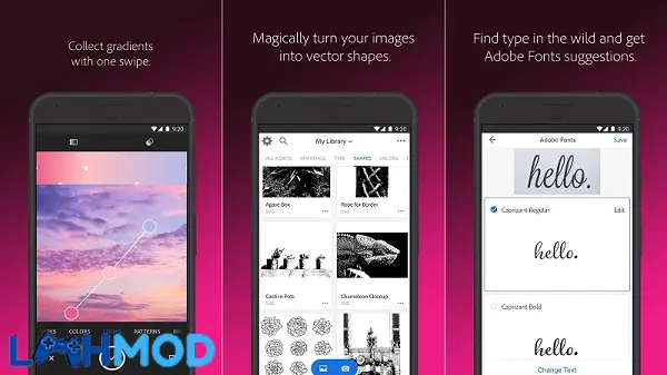 Ảnh 2 của Tải ứng dụng Adobe Capture APK 9.0.1 cho Android iOS Giao diện chính của Adobe Capture với các công cụ tạo màu sắc và họa tiết