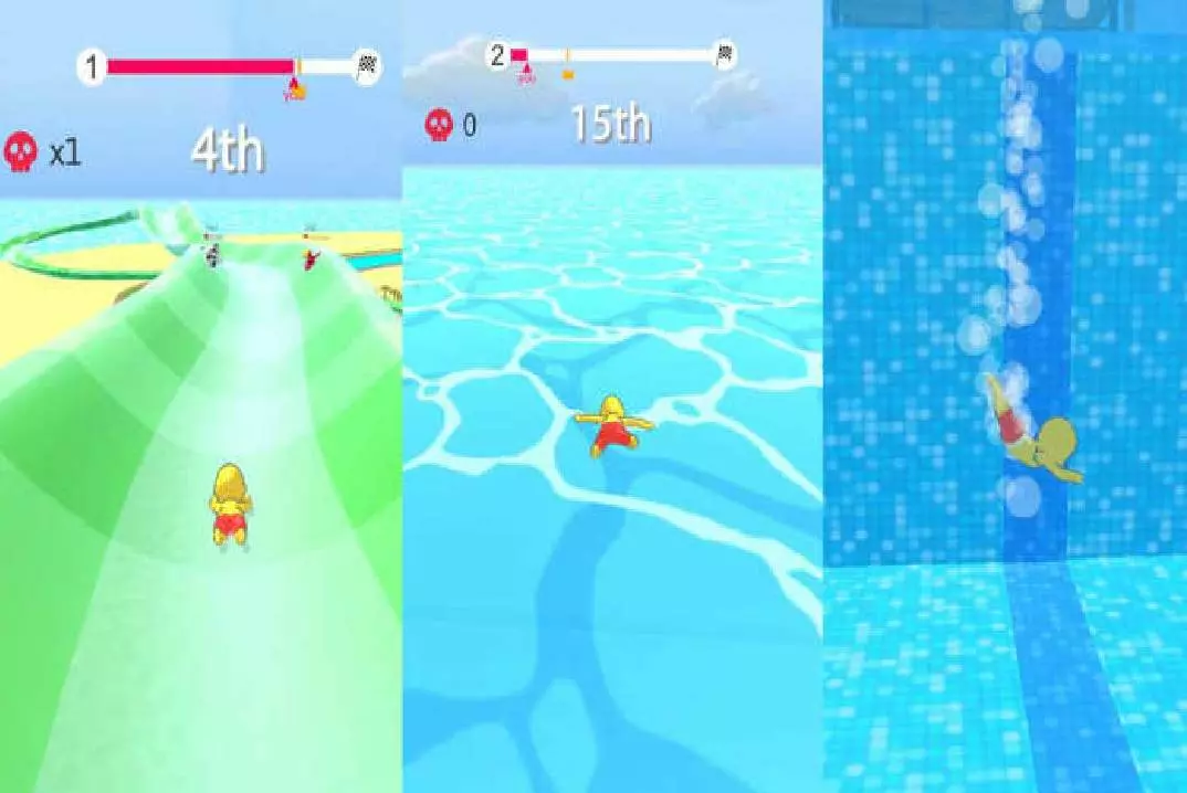 Ảnh 1 của Aquapark.io Mod APK 4.5.8 (Menu, Vô Hạn Coins) Người chơi đang trượt trên đường ống nước đầy màu sắc trong Aquapark.io
