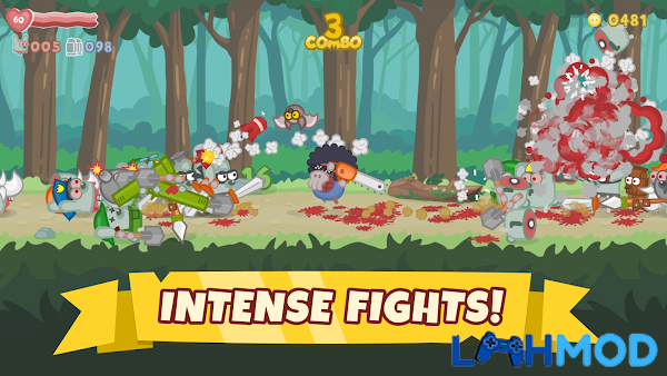 Ảnh 1 của Tải game Bacon May Die APK 1.1.61 cho Android iOS Chú lợn chiến binh Bacon May Die đang đối mặt với kẻ thù trên đường