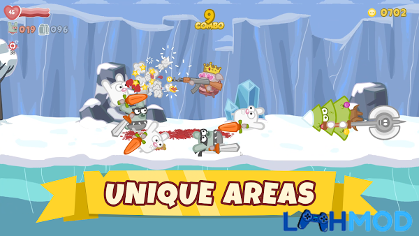 Ảnh 2 của Tải game Bacon May Die APK 1.1.61 cho Android iOS Cảnh chiến đấu sôi động trong Bacon May Die với nhiều loại vũ khí