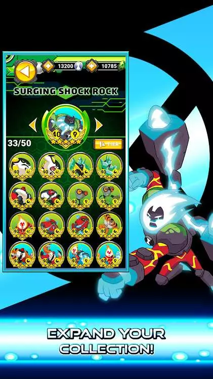 Ảnh 3 của Tải game Ben 10 Heroes Mod APK 1.7.1 (Mua Sắm Miễn Phí) Giao diện chiến đấu của Ben 10 Heroes Mod với các biểu tượng sức mạnh