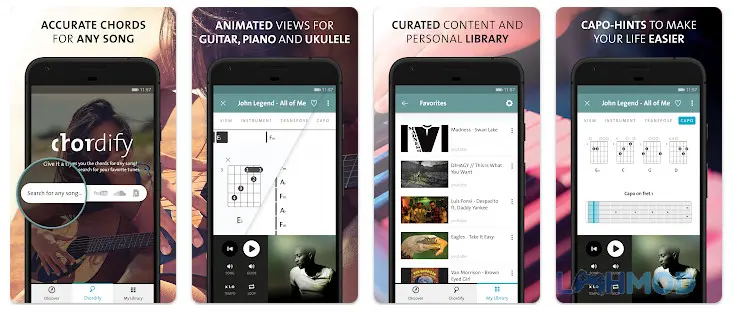 Ảnh 1 của Tải Chordify Mod Apk 1754 (Mở khóa Premium) cho Android iOs Giao diện chính Chordify hiển thị hợp âm bài hát