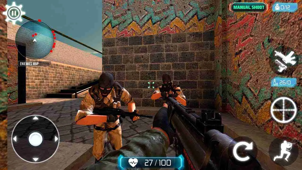 Ảnh 5 của Tải game Counter Terrorist Mod APK 2.7 (Vô Hạn Tiền) Toàn cảnh một khu vực chiến đấu đô thị với nhiều tòa nhà