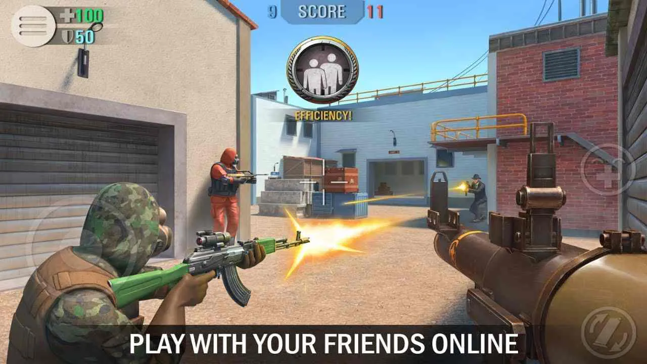 Ảnh 1 của Tải game Crime Revolt Online Mod APK 2.18 (Tự ngắm chuẩn/Hack Radar/Không giật) Cảnh chiến đấu kịch tính trong Crime Revolt Online với các binh lính và súng ống hiện đại