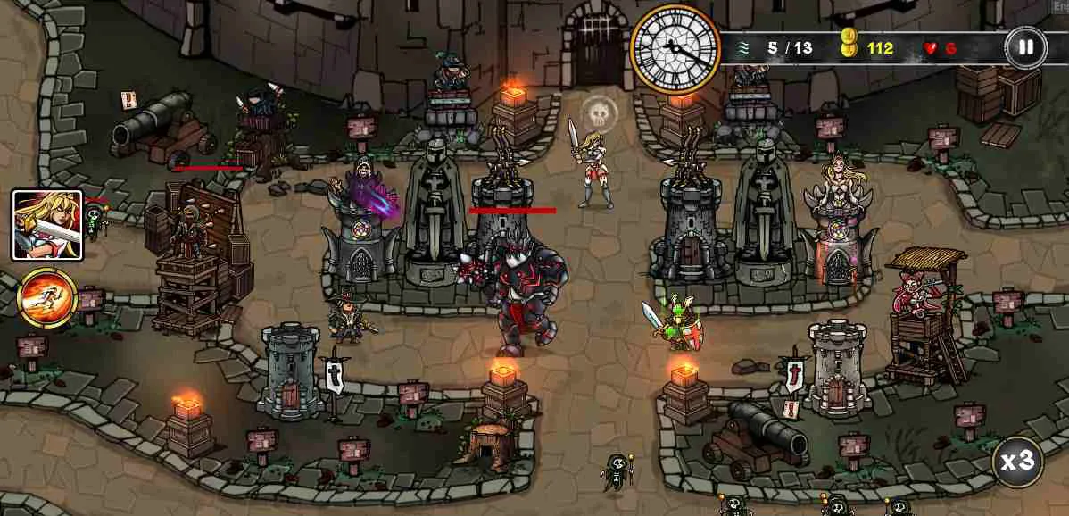 Ảnh 3 của Darkest Tower Defense Mod APK 2.0.4 (Vô Hạn Gold, Runes) Anh hùng chiến binh đang chống lại làn sóng quỷ dữ trong Darkest Tower Defense Mod
