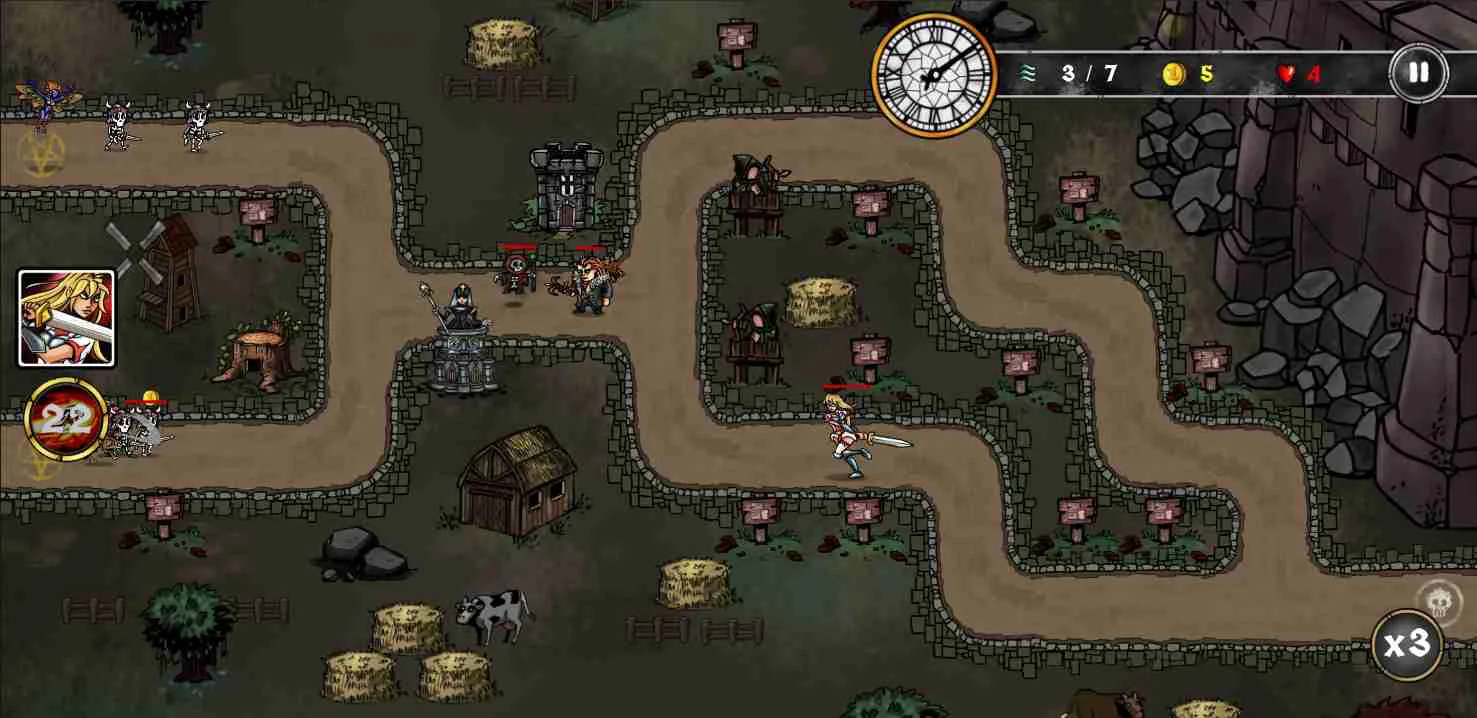 Ảnh 4 của Darkest Tower Defense Mod APK 2.0.4 (Vô Hạn Gold, Runes) Màn hình lựa chọn tháp phòng thủ và triệu hồi anh hùng trong game