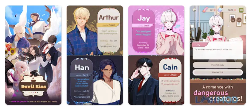 Ảnh 3 của Tải Devil Kiss Mod Apk 1.1.2 (Mở khóa Premium) cho Android iOs Hình ảnh nhân vật nữ chính trong Devil Kiss cùng các lựa chọn tương tác