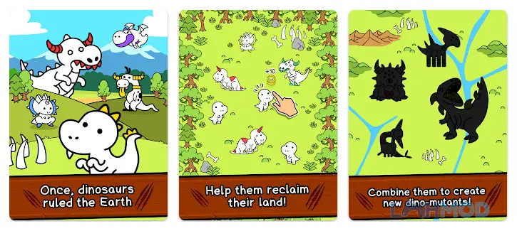 Ảnh 3 của Tải Dino Evolution Dinosaur Game Apk 1.0.20 cho Android iOs Hệ thống ghép khủng long trong Dino Evolution Dinosaur Game