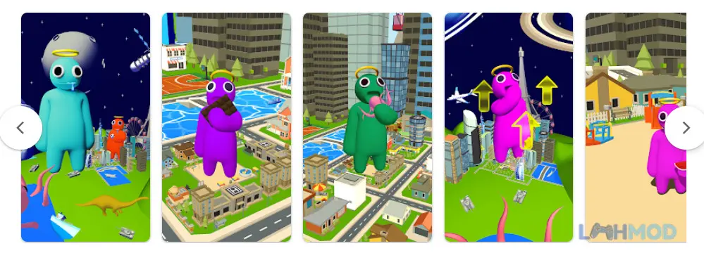 Ảnh 3 của Tải Eating Hero Mod Apk 2.1.1 (Free phần thưởng) cho Android iOs Anh hùng đang ăn một đống bánh pizza và kem trong game