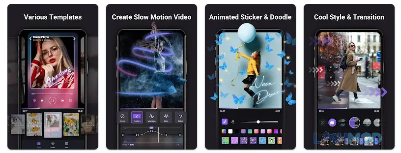 Ảnh 1 của Tải Filmigo Video Maker Mod Apk 5.6.7 (Mở Khóa VIP) cho Android iOs Giao diện chính của Filmigo Video Maker với các tùy chọn chỉnh sửa