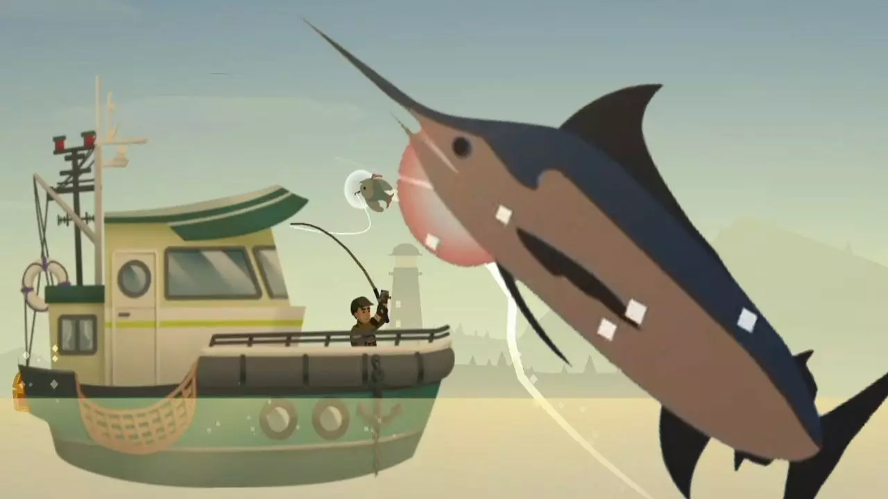 Ảnh 3 của Tải Fishing Life Mod APK v0.0.267(Vô Hạn Tiền) Alt text mô tả cảnh một con cá mập lớn đang bơi dưới nước, thể hiện sự đa dạng của sinh vật biển trong game