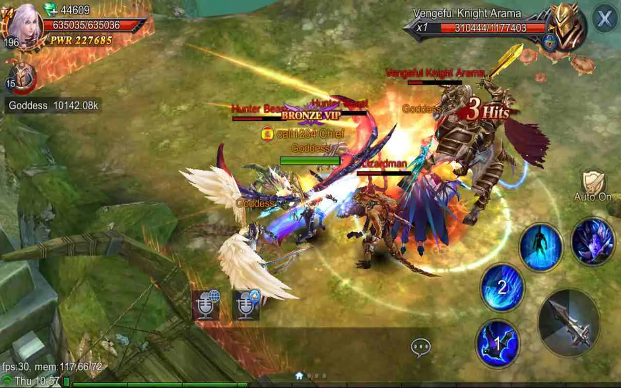 Ảnh 5 của Goddess: Primal Chaos Mod APK 1.120.031701 (Menu, God Mode, One HIT) Cảnh PvP kịch tính giữa hai người chơi trong Goddess: Primal Chaos với nhiều kỹ năng được tung ra