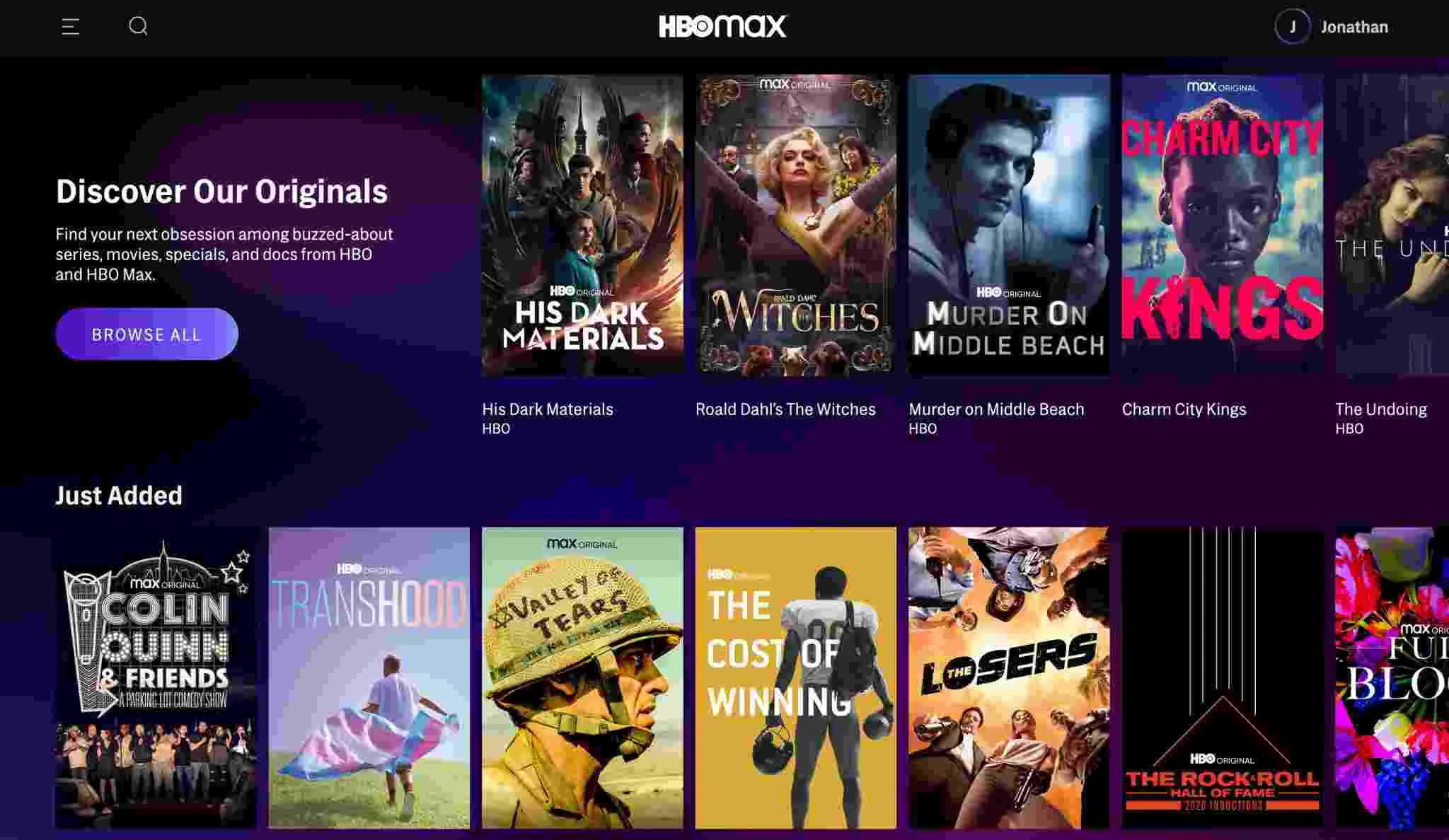 Ảnh 3 của HBO Max Mod APK 53.15.0.3 (Không quảng cáo, Mở khóa Premium) Màn hình ứng dụng HBO Max với các phim bom tấn