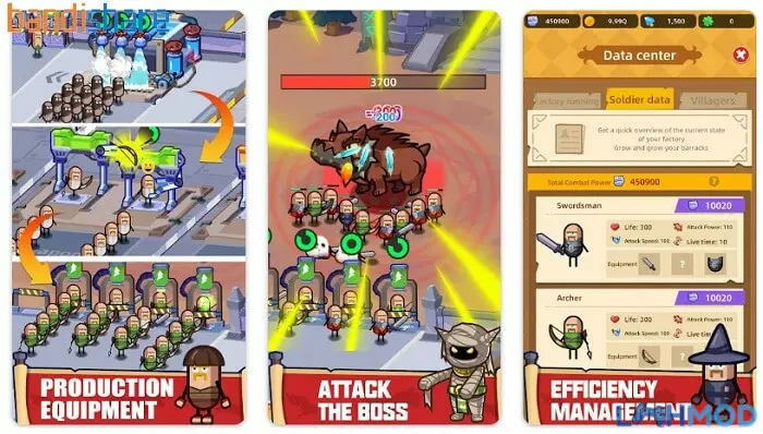 Ảnh 5 của Tải Hack Hero Factory (Mod Vô Hạn Tiền, Full Kim Cương) V3.1.37 Alt text: Các anh hùng xúc xích chiến đấu với quái vật trong một màn chơi đầy thử thách