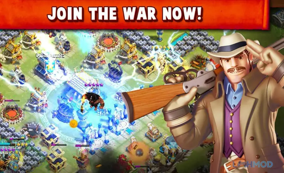 Ảnh 4 của Tải Hero Sky Epic Clash Apk 1.9.8 cho Android iOs Cảnh trận chiến trong Hero Sky Epic Clash, với các anh hùng và quân đội đang đối đầu