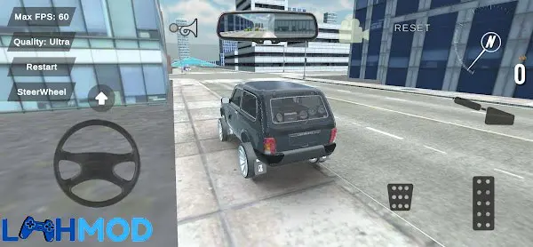 Ảnh 4 của Lada Car Drift Avtosh MOD APK 4.0.7 (Vô hạn tiền) Một góc cảnh chiếc xe Lada màu đỏ đang dừng lại, sẵn sàng cho những pha drift tiếp theo