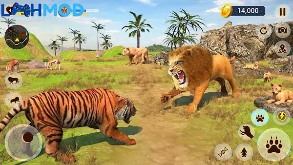 Ảnh 3 của Lion Games Animal Simulator 3D APK 1.6 Android iOS Giao diện điều khiển và hành động của sư tử trong Lion Games Animal Simulator 3D