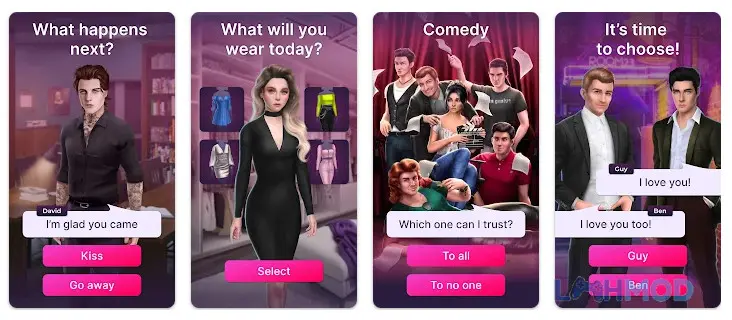 Ảnh 3 của Tải Love Pass Interactive stories Mod Apk 0.11 (Menu/Premium Choices) Android iOs Cảnh một nhân vật nữ trong Love Pass Interactive Stories Mod đang suy tư với phông nền thành phố