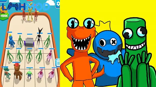 Ảnh 2 của Merge Rainbow: 3D Run APK 0.3.1 cho Android iOS Hình ảnh quái vật cầu vồng trong trận chiến