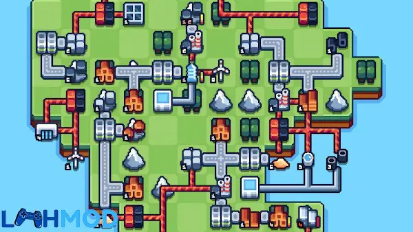 Ảnh 2 của Tải Production Chain Tycoon APK 0.9.30 cho Android iOS Cảnh quan nhà máy Production Chain Tycoon với nhiều dây chuyền sản xuất