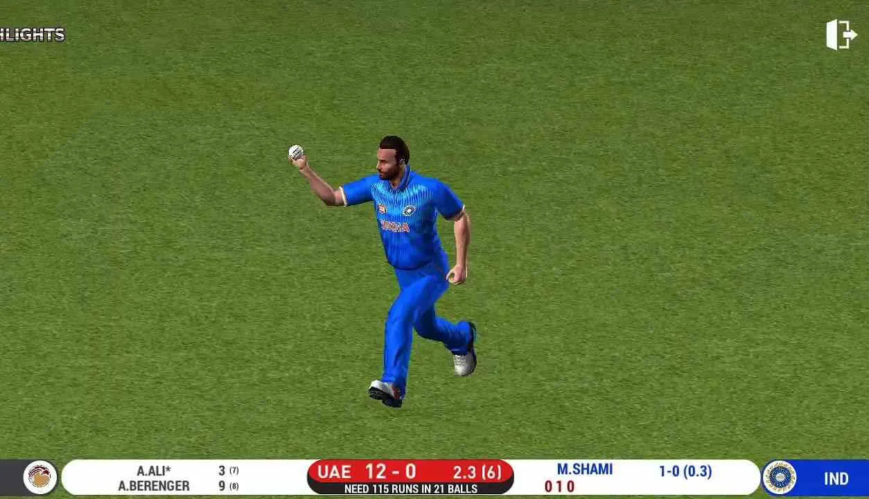 Ảnh 4 của Tải game Real Cricket 20 Mod APK 5.1 (Menu, Vô Hạn Tiền, Vé) Vận động viên đang ném bóng với tốc độ cao