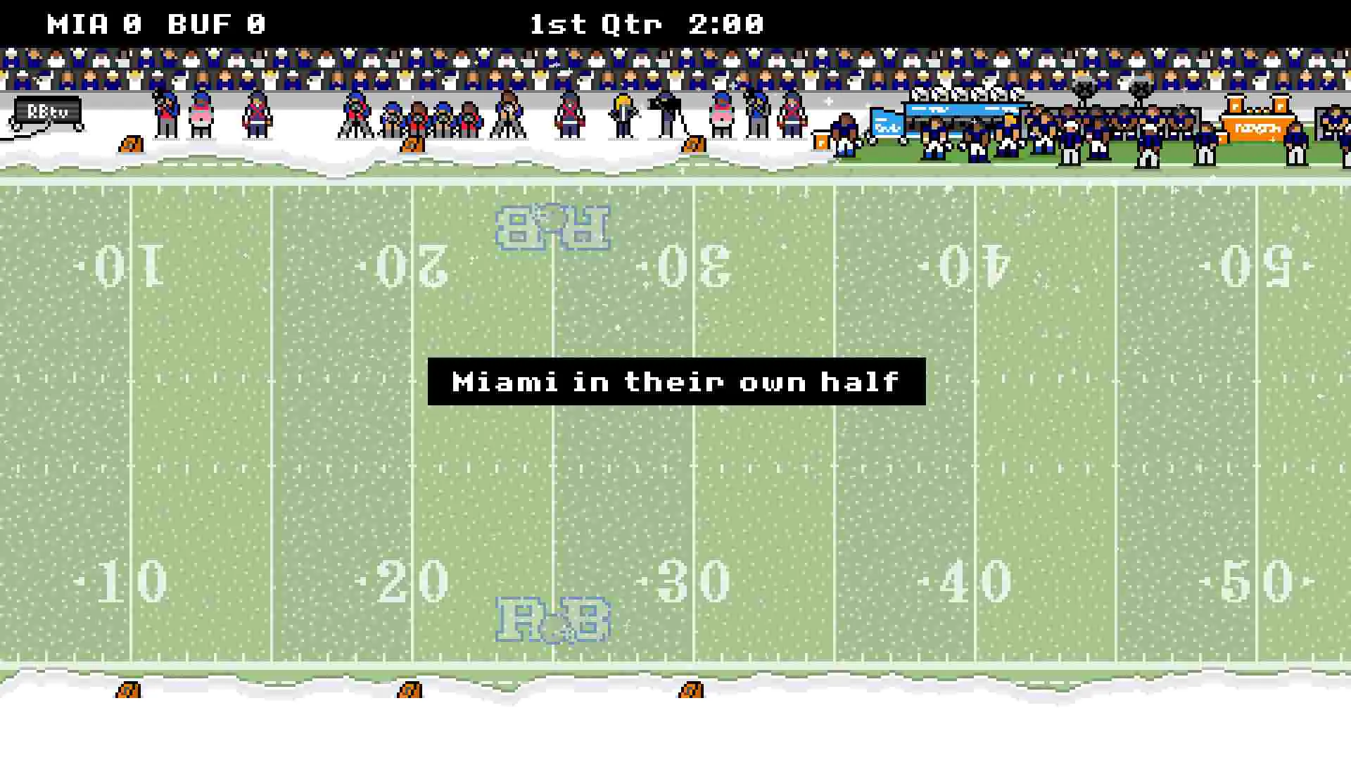 Ảnh 1 của Tải game Retro Bowl Mod APK 1.5.88 (Vô Hạn Tiền) Android, iOS Cảnh cầu thủ đang ném bóng trên sân trong Retro Bowl Mod