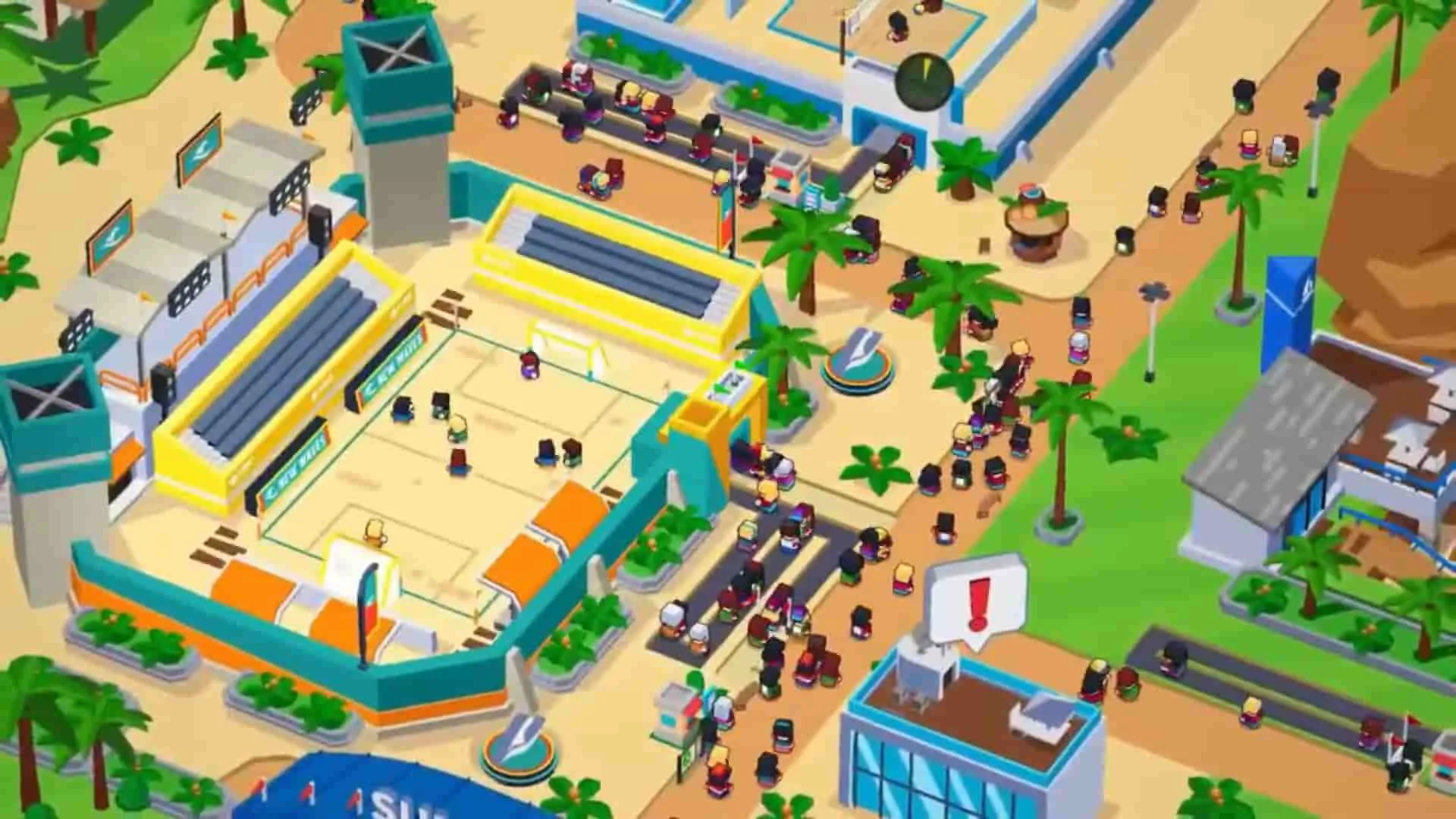 Ảnh 2 của Tải game Sim Sports City Mod APK 1.1.1 (Vô hạn tiền) Alt text mô tả gameplay của Sim Sports City với nhiều sân vận động
