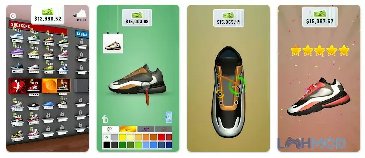 Ảnh 1 của Tải game Sneaker Art Mod Apk 1.9.34 (Vô hạn phần thưởng) cho Android iOs Giao diện thiết kế giày trong Sneaker Art Mod